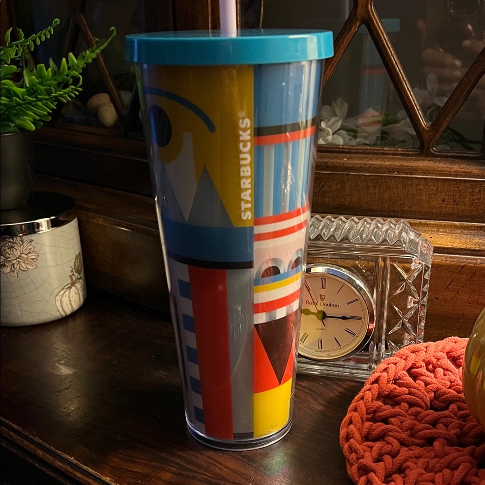 Starbucks Blue and Red Abstract Picasso Venti Cold Cup Tumbler
